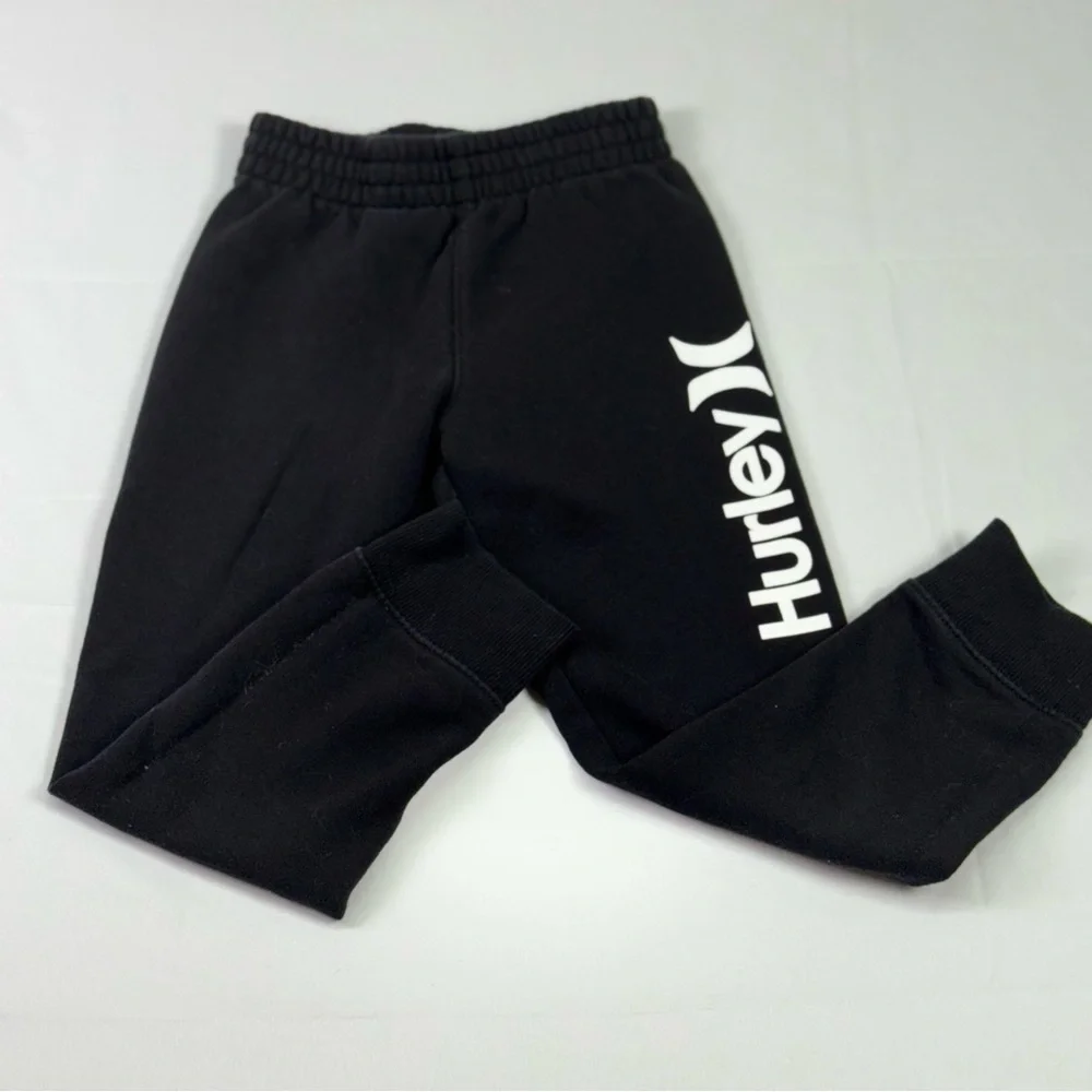 Hurley Kids Black Fleece Sweatpants with white Logo Boys Size 6 - Picture 6 of 6